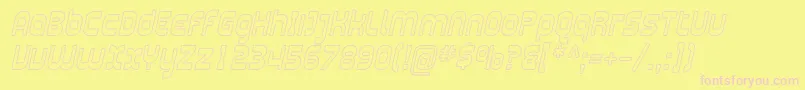 Fonte PlasmaticaOutlineItalic – fontes rosa em um fundo amarelo