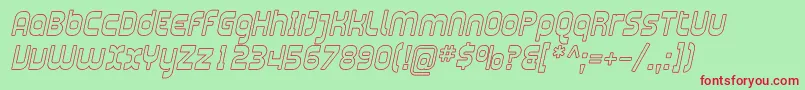 PlasmaticaOutlineItalic Font – Red Fonts on Green Background