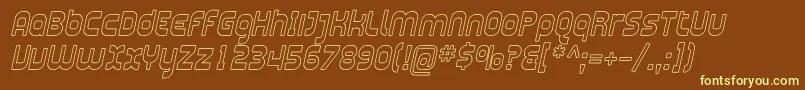 PlasmaticaOutlineItalic Font – Yellow Fonts on Brown Background