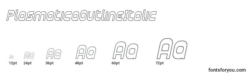 Größen der Schriftart PlasmaticaOutlineItalic