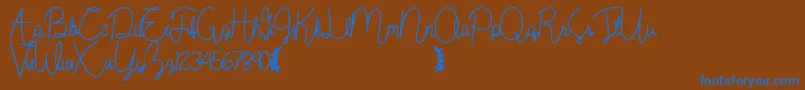 フォントWildflowerbold – 茶色の背景に青い文字