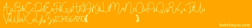 Fonte Wildflowerbold – fontes amarelas em um fundo laranja