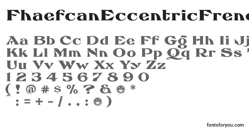 Czcionka FhaefcanEccentricFrench – alfabet, cyfry, specjalne znaki