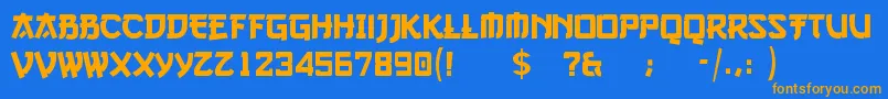 GangOfThree Font – Orange Fonts on Blue Background