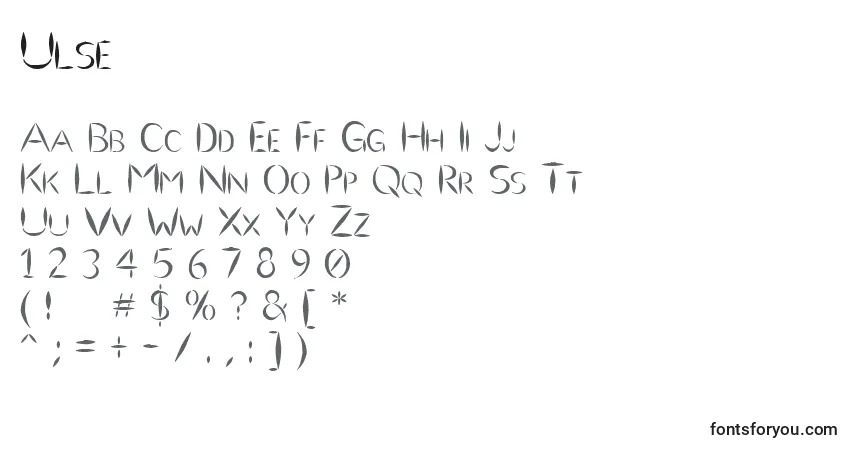 Ulse-fontti – aakkoset, numerot, erikoismerkit