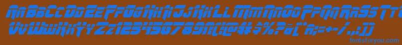 Omegaforcelaserital11 Font – Blue Fonts on Brown Background