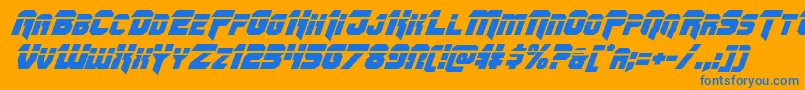 Omegaforcelaserital11 Font – Blue Fonts on Orange Background