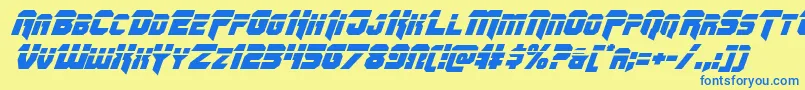 Czcionka Omegaforcelaserital11 – niebieskie czcionki na żółtym tle