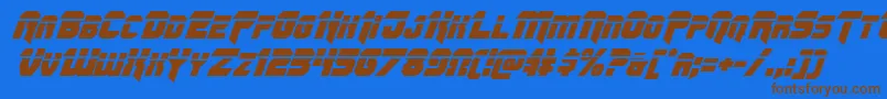 Omegaforcelaserital11 Font – Brown Fonts on Blue Background