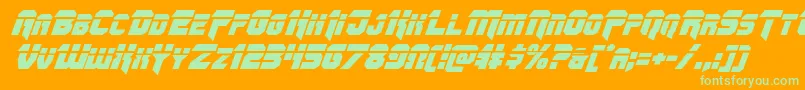 Omegaforcelaserital11 Font – Green Fonts on Orange Background