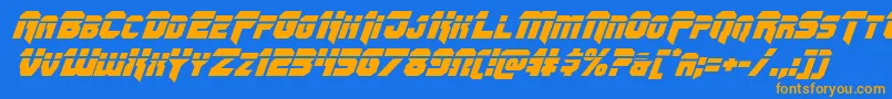 Omegaforcelaserital11 Font – Orange Fonts on Blue Background