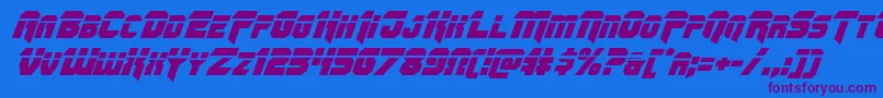 Omegaforcelaserital11 Font – Purple Fonts on Blue Background