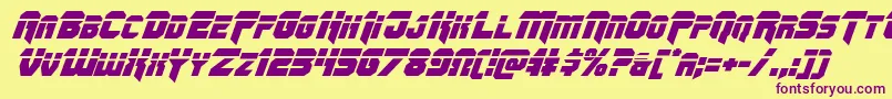 Omegaforcelaserital11 Font – Purple Fonts on Yellow Background