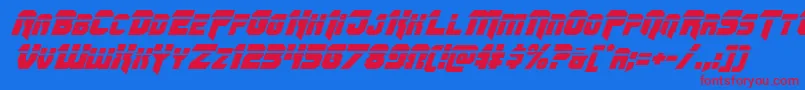Omegaforcelaserital11 Font – Red Fonts on Blue Background