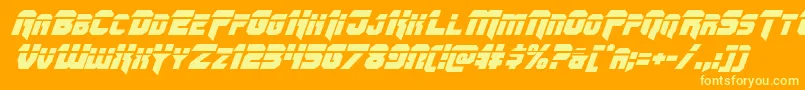 Omegaforcelaserital11-Schriftart – Gelbe Schriften auf orangefarbenem Hintergrund