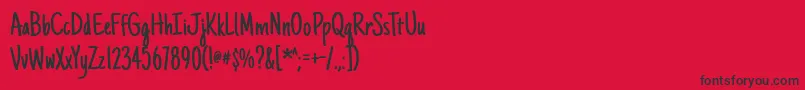 Justanotherhand-Schriftart – Schwarze Schriften auf rotem Hintergrund