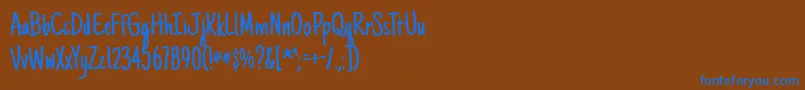 Justanotherhand Font – Blue Fonts on Brown Background