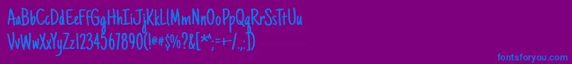 Justanotherhand Font – Blue Fonts on Purple Background