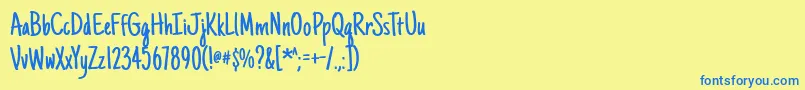 Justanotherhand Font – Blue Fonts on Yellow Background