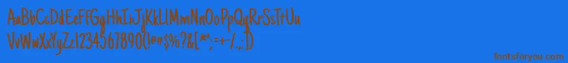 Justanotherhand Font – Brown Fonts on Blue Background