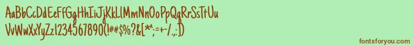 Justanotherhand Font – Brown Fonts on Green Background