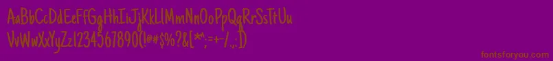 Justanotherhand Font – Brown Fonts on Purple Background