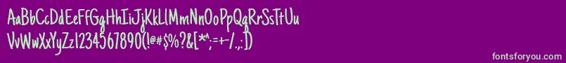 Justanotherhand-Schriftart – Grüne Schriften auf violettem Hintergrund