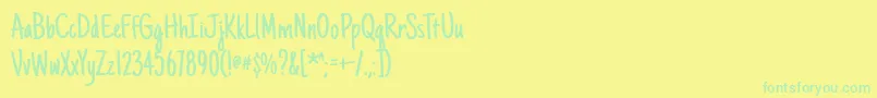 Justanotherhand Font – Green Fonts on Yellow Background