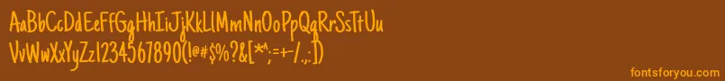 Justanotherhand Font – Orange Fonts on Brown Background