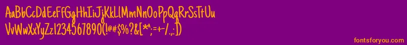 Justanotherhand Font – Orange Fonts on Purple Background