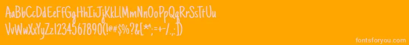 Justanotherhand Font – Pink Fonts on Orange Background