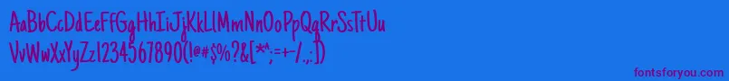 Justanotherhand Font – Purple Fonts on Blue Background
