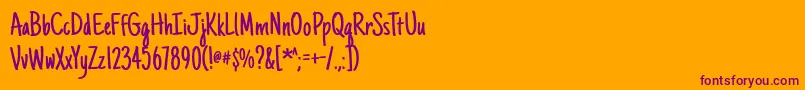 Justanotherhand Font – Purple Fonts on Orange Background
