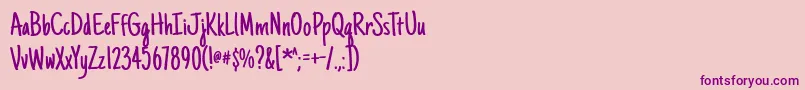 Justanotherhand Font – Purple Fonts on Pink Background