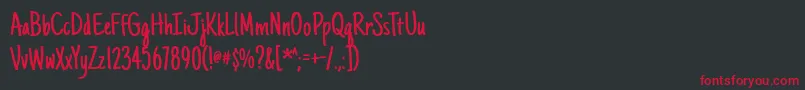 Justanotherhand Font – Red Fonts on Black Background