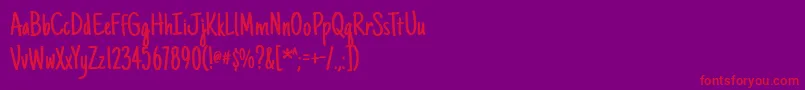 Justanotherhand Font – Red Fonts on Purple Background