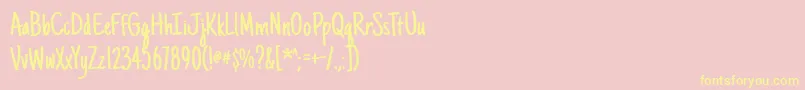 Justanotherhand Font – Yellow Fonts on Pink Background