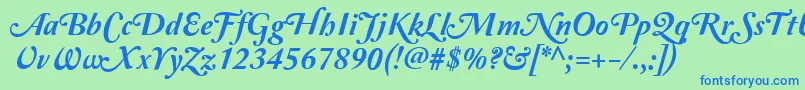 Amperzand-fontti – siniset fontit vihreällä taustalla