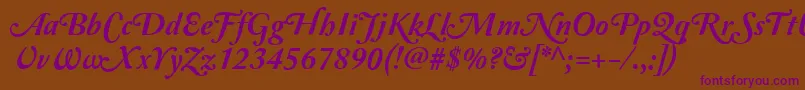 Amperzand-Schriftart – Violette Schriften auf braunem Hintergrund