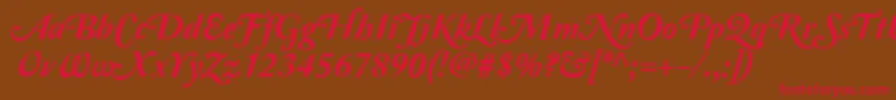 フォントAmperzand – 赤い文字が茶色の背景にあります。