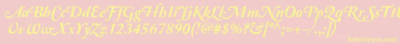 Amperzand-Schriftart – Gelbe Schriften auf rosa Hintergrund