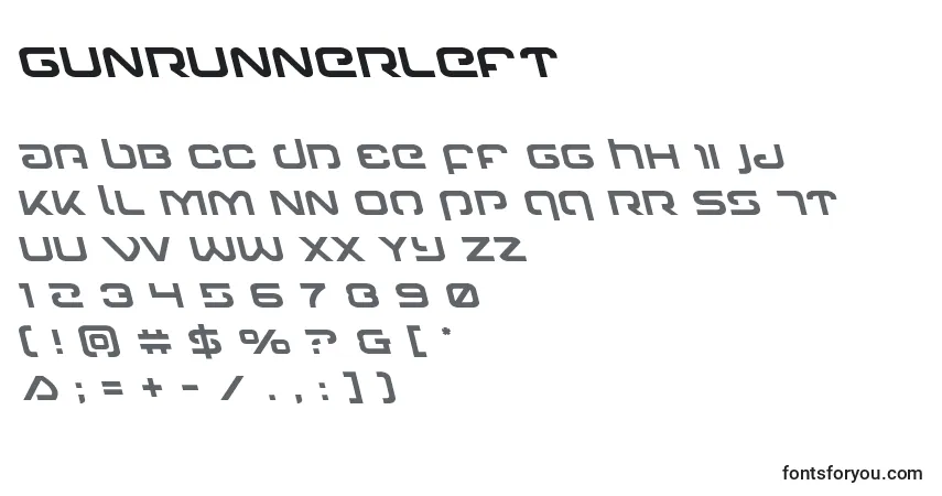 Шрифт Gunrunnerleft – алфавит, цифры, специальные символы