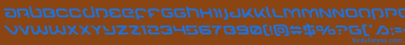 Gunrunnerleft-Schriftart – Blaue Schriften auf braunem Hintergrund