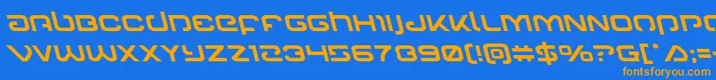 Gunrunnerleft-Schriftart – Orangefarbene Schriften auf blauem Hintergrund