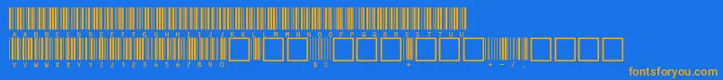 フォントC39hrp48dltt – オレンジ色の文字が青い背景にあります。