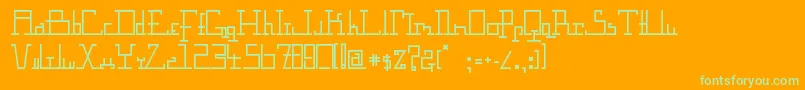 Gravimetricbeta-Schriftart – Grüne Schriften auf orangefarbenem Hintergrund