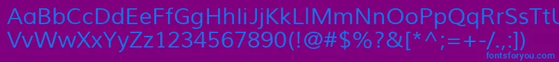 フォントMuliRegular – 紫色の背景に青い文字