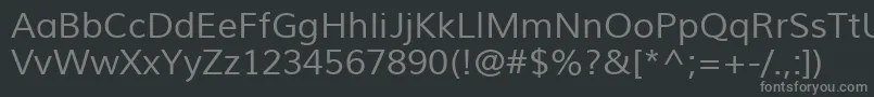 フォントMuliRegular – 黒い背景に灰色の文字