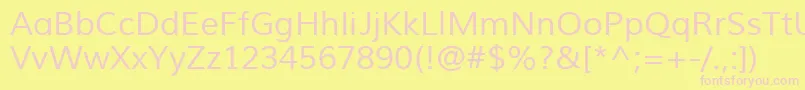 MuliRegular-fontti – vaaleanpunaiset fontit keltaisella taustalla