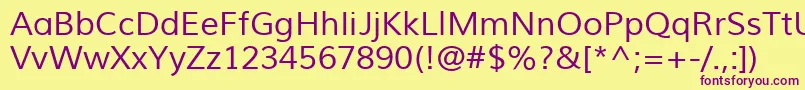 MuliRegular-fontti – violetit fontit keltaisella taustalla